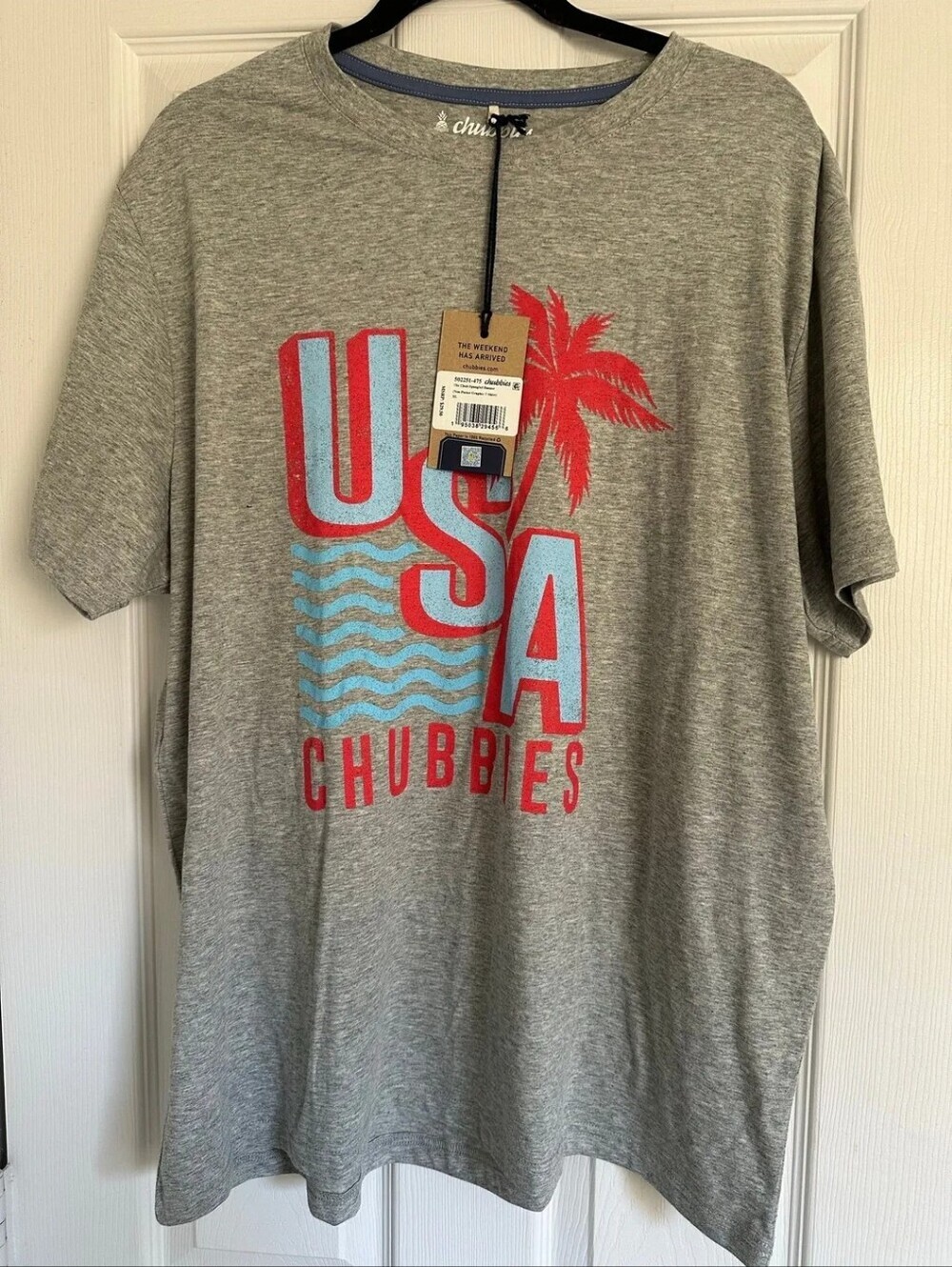chubbies Grey Short-Sleeve USA Graphic Tee with Red & Light Blue Print